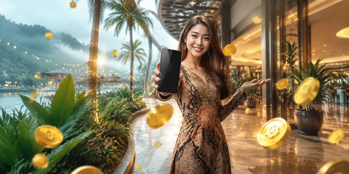 Pengguna aplikasi kasino di Langkawi dengan rekaan batik tempatan